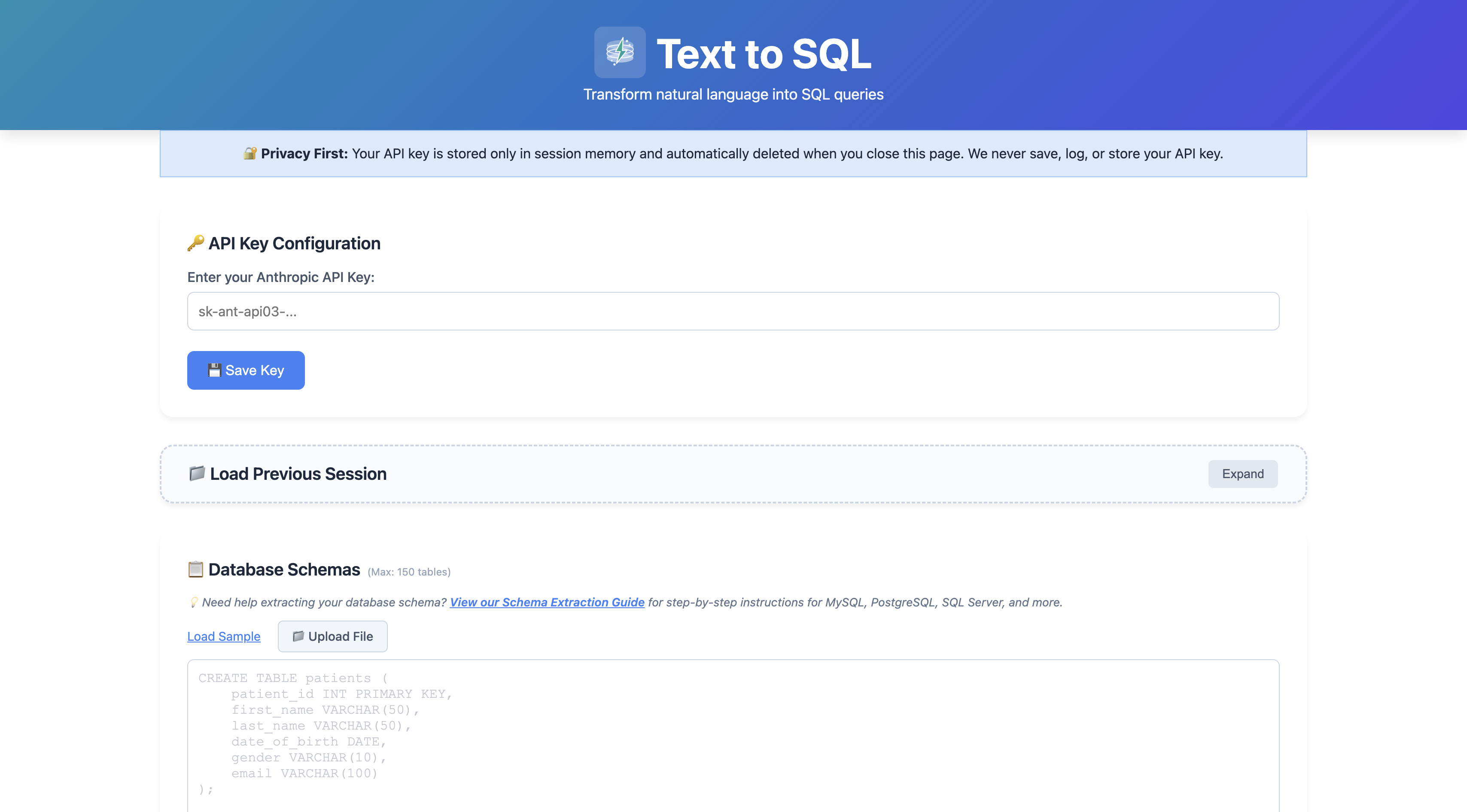 Text2SQL Screenshot